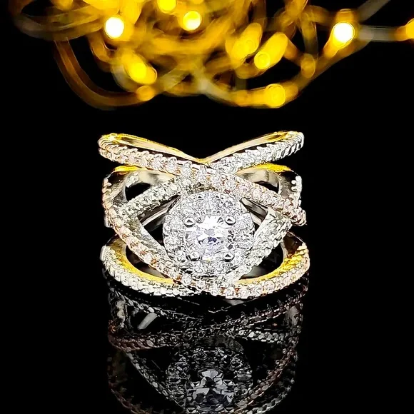 Designers Dream Silver&Rose Gold Round Diamond Ring - Picture 3 of 5